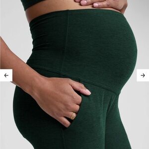 Beyond Yoga Beyond the bump maternity joggers- dark spruce green heather